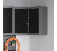 vidaXL Armoire à outils avec étagère – Bois d'ingénierie et acier – 55 x 55 x 55 cm – Noir/Gris