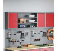 vidaXL Armoire à outils avec étagère – Bois d'ingénierie et acier – 55 x 55 x 55 cm – Noir/Gris