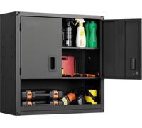 Armoire à outils d'atelier - armoire murale en acier - dimensions 76,2 x 30,5 x 76,2 cm - portes verrouillables - étagères réglables - pour garage cave cuisine entrepôt - noir