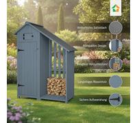 Armoire à outils en bois avec extension, env. 131 x 54 x 180 cm, gris