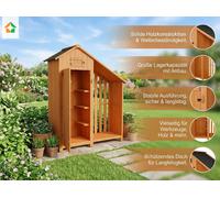 Armoire à outils en bois avec extension, env. 131 x 54 x 180 cm, marron