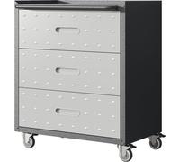 Armoire à outils métallique à roulettes 3 tiroirs XXL 75x42x88cm Chariot d'atelier noir/gris 90kg de charge Garage & Bureau Montage rapide