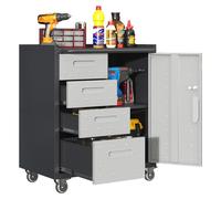 Armoire à outils métallique robuste avec roulettes – 75 × 42 × 88 cm, noir/gris, pour le garage, le bureau et la maison On-Site