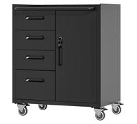 Armoire à outils métallique robuste avec roulettes – 75 × 42 × 88 cm, noir/gris, pour le garage, le bureau et la maison On-Site