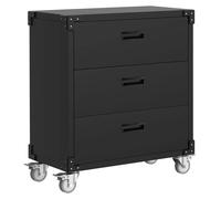 Armoire à outils mobile sur roulettes - Chariot d'atelier avec 3 tiroirs - Rangement métallique robuste - Rangement mobile sur roulettes pour garage, entrepôt, atelier - Noir