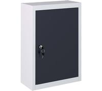 Armoire à outils murale avec TROIS étagères réglables en hauteur, disponible en gris et en noir – Armoire à outils métallique industrielle à fixer au mur, avec portes verrouillables
