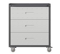 Armoire à outils roulante 3 tiroirs métal 75x42x88 cm noir gris - Meuble de rangement garage atelier bureau maison