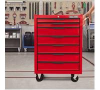 Armoire à outils roulante rouge 7 tiroirs verrouillables, chariot métal 615 mm pour garage atelier entrepôt rangement
