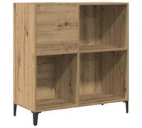 Armoire à panneaux en chêne artisanal avec pieds en métal - 84,5 x 38 x 89 cm - Armoire polyvalente moderne pour salon, chambre à coucher, bureau - Espace de rangement compact pour disques vinyles et