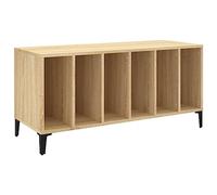 Armoire à panneaux en chêne Sonoma - 100 x 38 x 48 cm - Avec pieds en métal - Espace de rangement spacieux pour disques vinyles, polyvalente - Pour salon, bureau et salle à manger