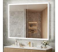 Armoire à pharmacie de 101,6 x 81,3 cm avec miroir, armoire à pharmacie éclairée par LED avec prise électrique et USB, intensité variable en continu, 3 couleurs et anti-buée, à brancher ou câblée