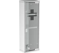 Armoire à pharmacie Fortuna Lai 20 x 12 x 58 cm en acier inoxydable avec verre dépoli argenté, idéale pour la maison et le bureau