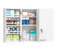 HOMCOM Armoire à Pharmacie Murale 4 Étagères 2 Clés 53 x 20 x 53 cm Blanc | Armoire à Médicaments Murale, Double Porte Verrouillable, Meuble de Salle de Bain, Couloir, Salon