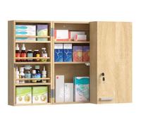 Armoire à pharmacie - HOMCOM - murale - avec double porte verrouillable 2 clés - Bois et métal - 53x20x53cm - chêne