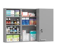 Armoire à pharmacie - HOMCOM - murale - avec double porte verrouillable 2 clés - Bois et métal - 53x20x53cm - gris
