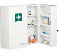 Relaxdays Armoire à Pharmacie XXL, verrouillable, 11 étagères, Acier, HxLxP : 53 x 53 x 21,5 cm, douple Porte, Blanc