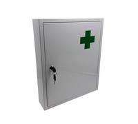 Relaxdays Armoire à Pharmacie, verrouillable, 5 étagères, H x L x P : 43 x 35,5 x 8 cm, pour médicaments, Blanche/Verte