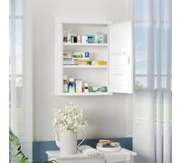 kleankin Armoire à pharmacie armoire à médicaments murale 2 étagères 3 niveaux avec porte verrouillable 2 clés acier 40 x 15 x 53,5 cm blanc