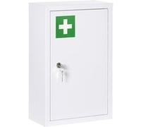 kleankin Armoire à pharmacie armoire à médicaments murale à 3 niveaux avec porte verrouillable 2 clés en acier pour salle de bain, cuisine, dim. 30 x 14 x 46 cm blanc