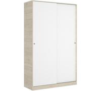 Armoire à portes coulissantes coloris naturel-blanc brillant - Longueur 120 x Profondeur 50 x Hauteur 204 cm