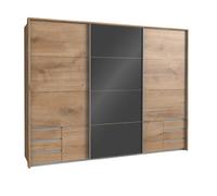 Armoire à portes coulissantes en Imitation chêne poutre - L270 x H210 x P65 cm