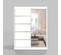 Armoire à portes coulissantes ML Furniture L3, 120 cm, avec miroir - Meubles de chambre à coucher, rangement - Armoire polyvalente - Couleur : blanc