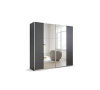Armoire à Portes Coulissantes Rauch Möbel Kronach, 2 Portes, Gris Métallique avec 2 Miroirs, avec Pack d'Accessoires de Base 2 Tringles 2 Étagères, l X H X P 218X210X59 Cm