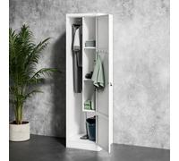 Armoire à produits de nettoyage Armoire à balais Armoire métallique Vestiaire 2 compartiments 185x50x50 cm Blanc