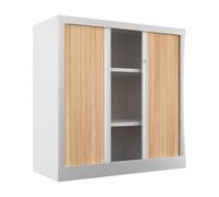 Armoire à rideaux métal Confort+ H.100 x L.100 cm - Corps Blanc - Rideaux Chêne