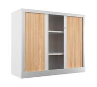 Armoire à rideaux métal Confort+ H.100 x L.120 cm - Corps Blanc - Rideaux Chêne