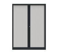 Armoire à rideaux métal Confort+ H.160 x L.120 cm - Corps Anthracite - Rideaux Blanc