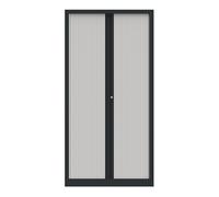 Armoire à rideaux métal Confort+ H.198 x L.100 cm - Corps Anthracite - Rideaux Blanc