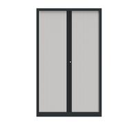 Armoire à rideaux métal Confort+ H.198 x L.120 cm - Corps Anthracite - Rideaux Blanc
