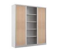 Armoire à rideaux métal Confort+ H.198 x L.180 cm - Corps Blanc - Rideaux Chêne