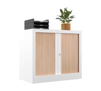 Armoire à rideaux métal Confort+ H.69,5 x L.80 cm - Corps Blanc - Rideaux Chêne