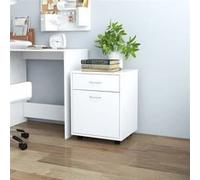 vidaXL Armoire à roulettes, Meuble de Rangement, Organisateur de Bureau Salle de Séjour Salon Maison Intérieur, Blanc Bois d'Ingénierie