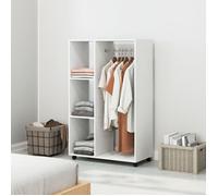 Armoire à roulettes, penderie mobile, 1 tringle, 3 étagères, meuble penderie roulant pour entrée, chambre, 80 x 40 x 128 cm, blanc