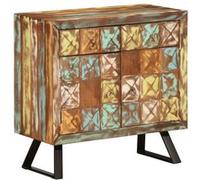 Armoire à tiroir multicolore 70x35x70 cm bois de récupération