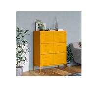 Armoire à tiroirs Jaune moutarde 80x35x101,5 cm Acier