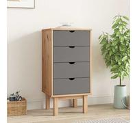 vidaXL Commode OTTA Noir 45 x 39 x 90 cm Bois de pin Massif, Commode en Bois Classique, 4 tiroirs Pratiques, Coffre Rustique, Cabinet Polyvalent, Rangement Unique
