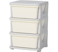 Armoire à tiroirs pour enfants avec espace de rangement Boîtes de rangement Organisateur de jouets Coffre à jouets trois niveaux pour chambre d'enfant 3-6 ans Meubles pour enfants Blanc crème 37 x 37 