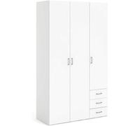Armoire à trois portes et trois tiroirs, de couleur blanche, dimensions 115 x 200 x 49 cm
