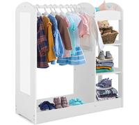 Armoire à vêtements pour enfants Armoire à costumes pour enfants avec miroir 93,5 x 38 x 100 cm blanc