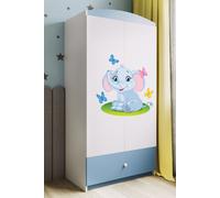 Armoire à vêtements pour enfants Babydreams Armoire à portes battantes Elefant Bleu