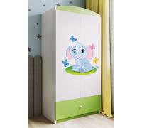 Armoire à vêtements pour enfants Babydreams Armoire à portes battantes Eléphant vert