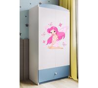Armoire à vêtements pour enfants Babydreams Armoire à portes battantes Elfe I Bleu