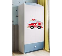 Armoire à vêtements pour enfants Babydreams Armoire à portes battantes Löschzug bleue
