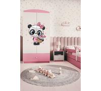 Armoire à vêtements pour enfants Babydreams Armoire à portes battantes Panda rose clair