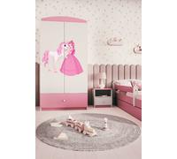 Armoire à vêtements pour enfants Babydreams Armoire à portes battantes Princesse I Rose clair