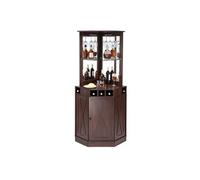 VEVOR Armoire Bar Industrielle de Coin, Meuble de Bar pour Liqueurs et Verres, Buffet avec Porte-verres, Grand Présentoir à Vin Autoportante en Bois pour Salon, Maison, Bar Domicile, Café, Marron